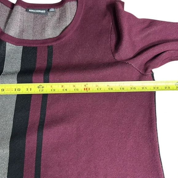 Vintage Two pieces sweater skirt set by Nina  Leonard. Burgundy, block core, - Picture 11 of 15